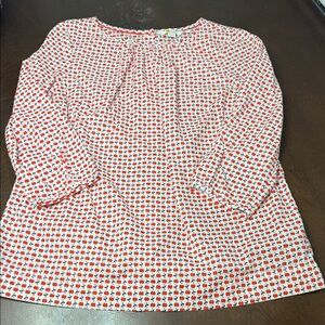 Boden Red and White Floral Blouse
